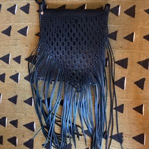 Boho style leather fringe purse